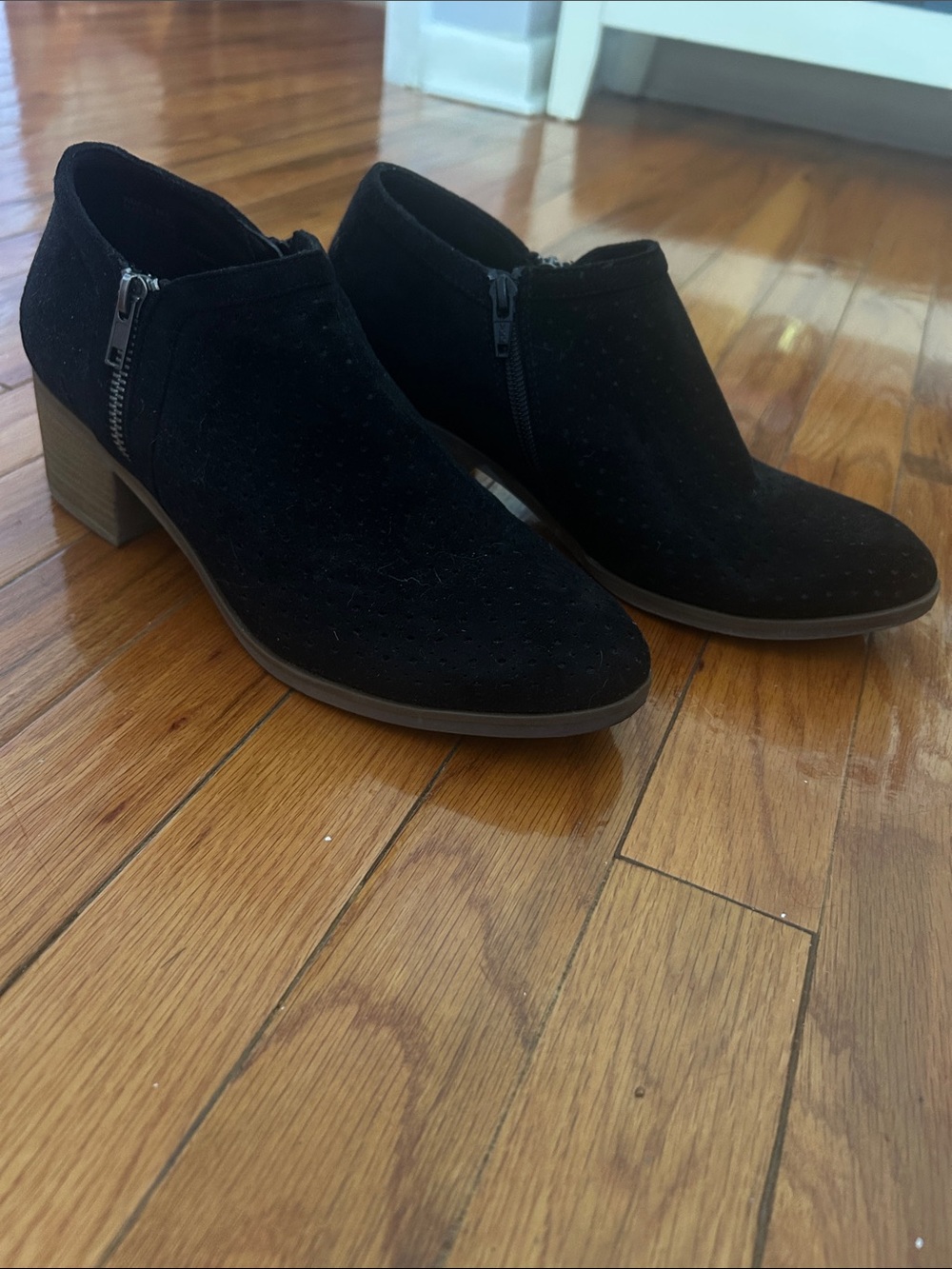 Women’s Black Suede Side-Zip Ankle Booties